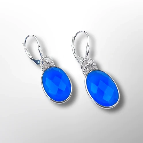 Olive Earrings in Blue Chalcedony- Elizabeth Burry Design