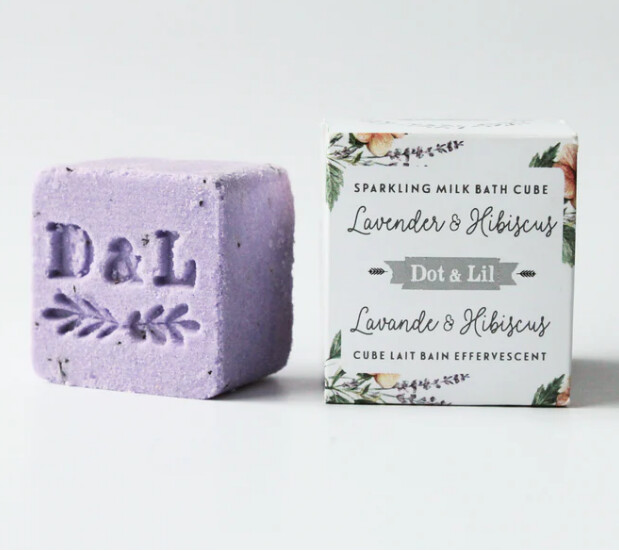 Lavender and Hibiscus Sparkling Milk Bath Cube- Dot & Lil