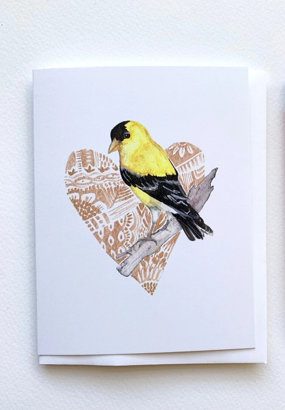 Goldfinch and Heart Card- Sarah Duggan