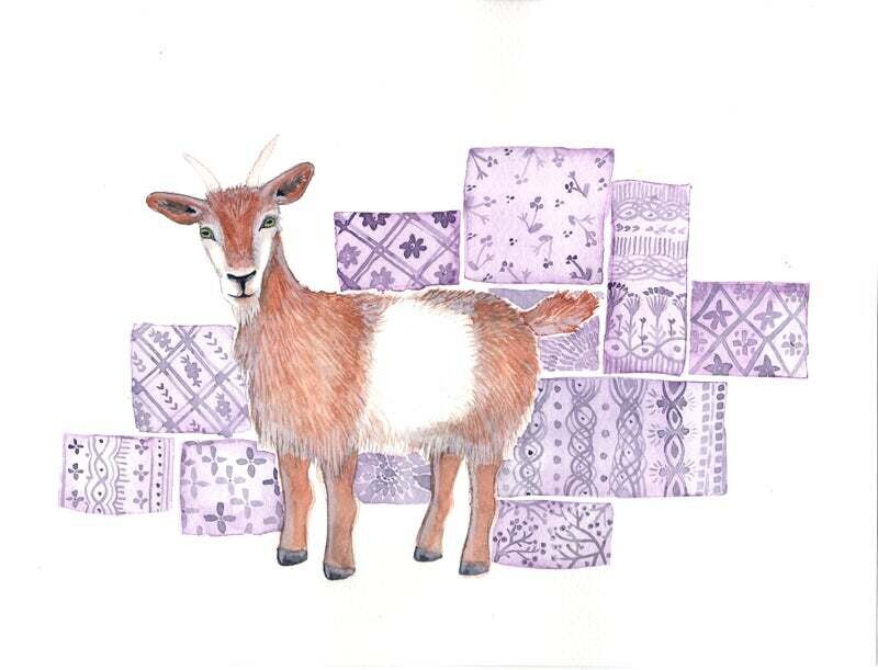 Goat and Lilac Quilt Card- Sarah Duggan