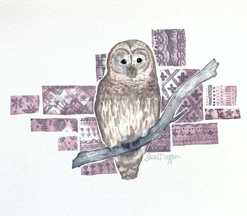 Owl and Rose Quilt Card- Sarah Duggan