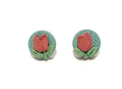 Spring Tulip Clay Stud Earrings