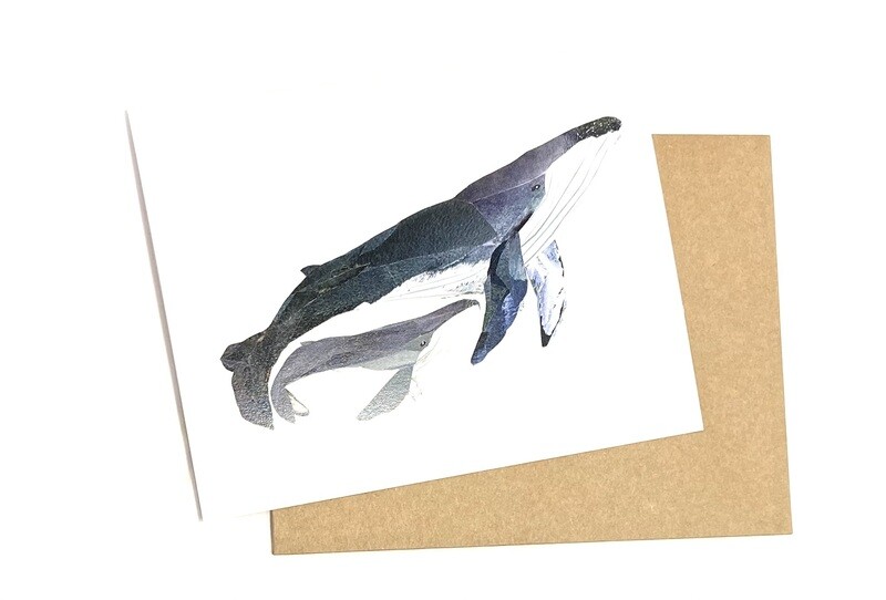 Humpback Whale and Calf Collage Card