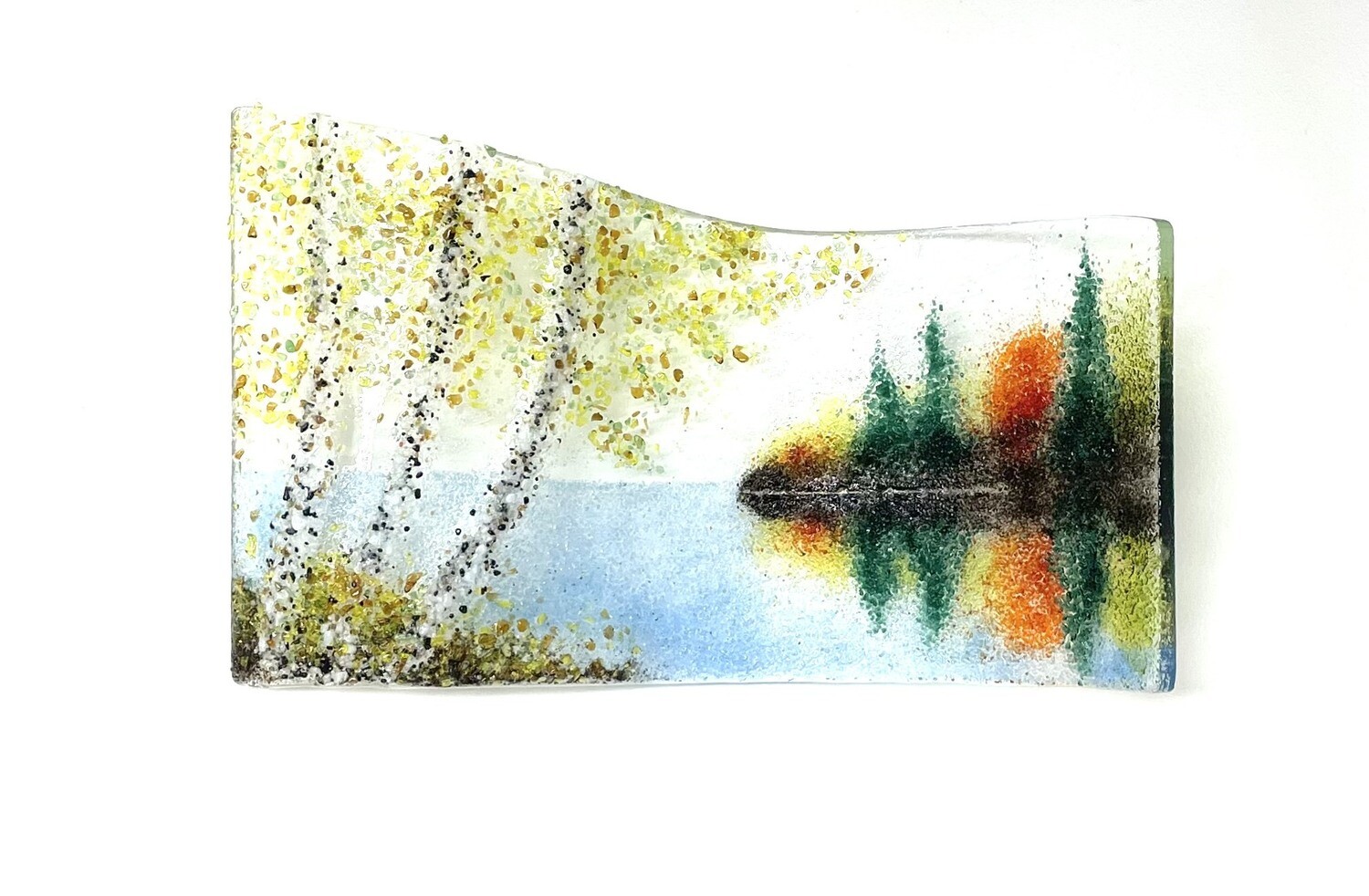 Fall Reflections Large Curved Fused Glass