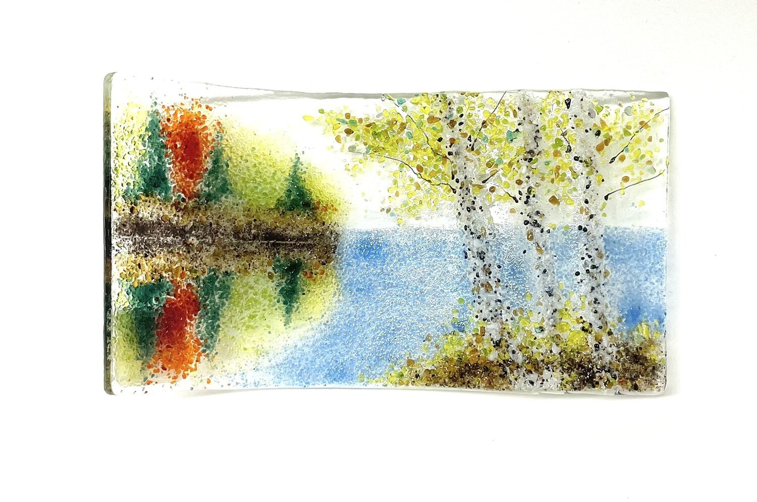 Fall Reflections Small Curved Fused Glass 
