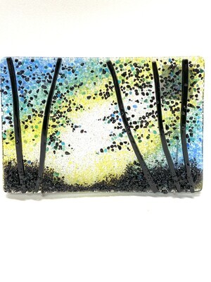 Small Shady Grove on Blue Fused Glass