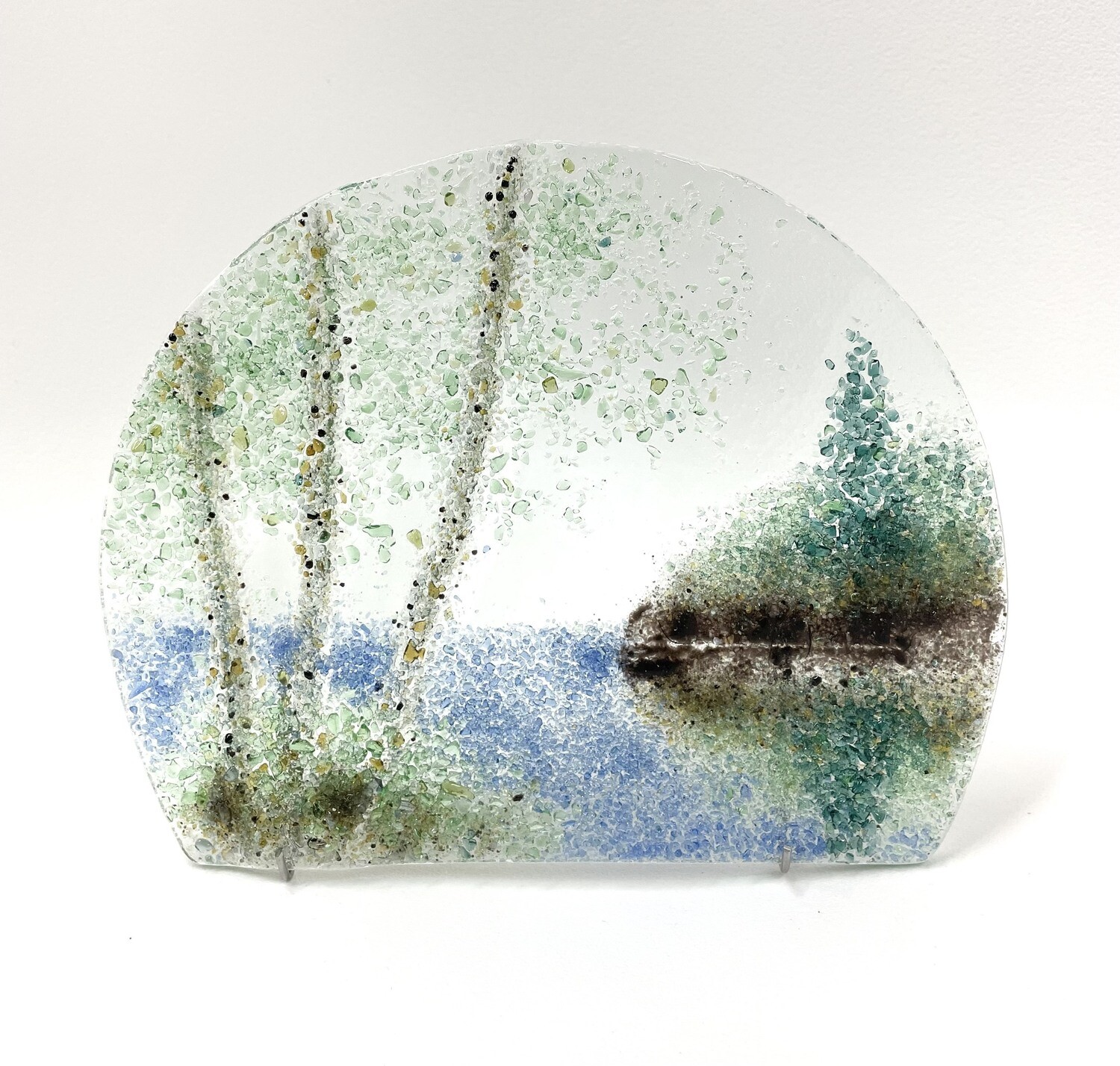 7" Birch Trees Fused Glass
