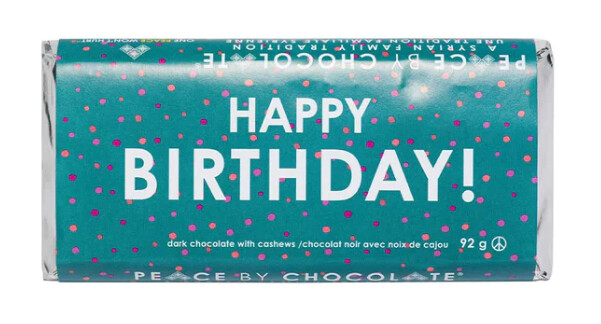 Happy Birthday! Dark Chocolate Cashew Bar- Peace by Chocolate