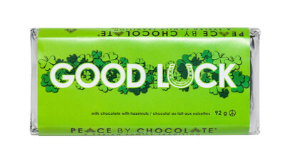 Good Luck Milk Chocolate Hazelnut Bar- Peace by Chocolate