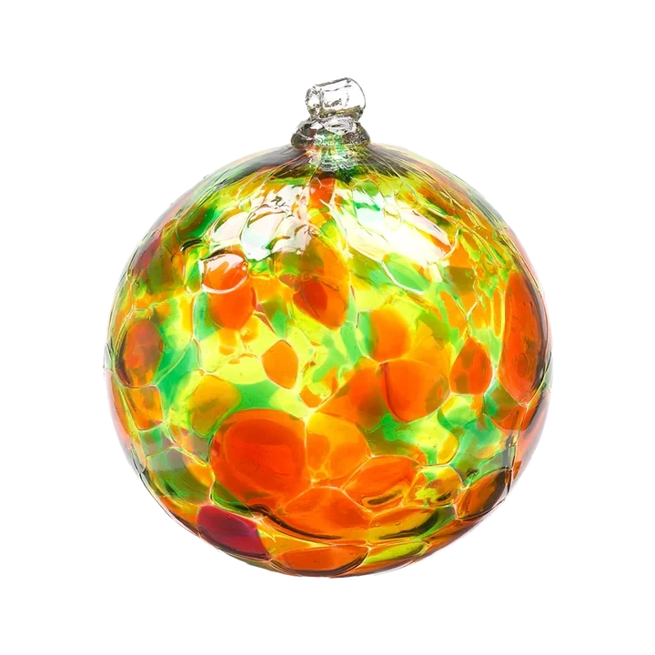 6" Autumn Leaves Calico Glass Ball