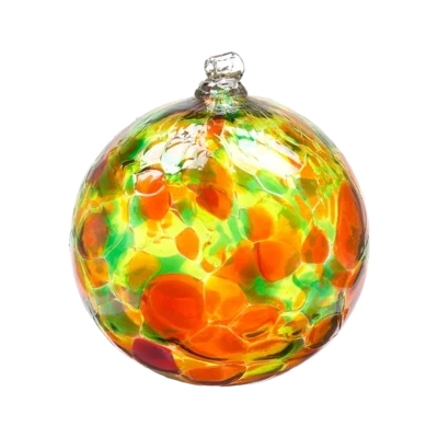 6&quot; Autumn Leaves Calico Glass Ball