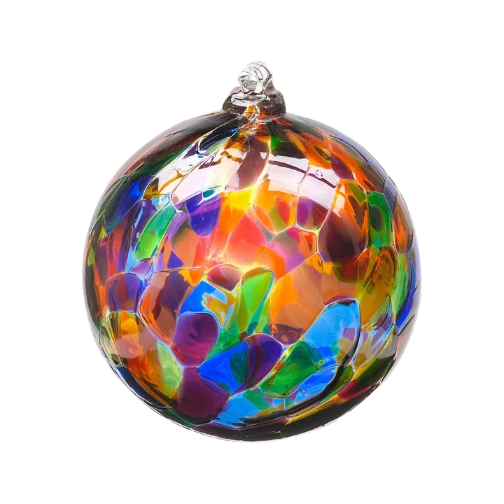 6" Festive Multicoloured Calico Glass Ball