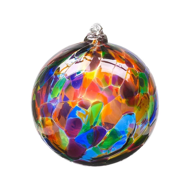 6&quot; Festive Multicoloured Calico Glass Ball