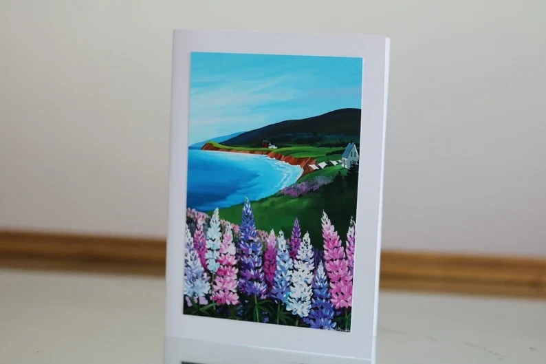 Lupins at Whale Cove Card- Andrew Meredith 