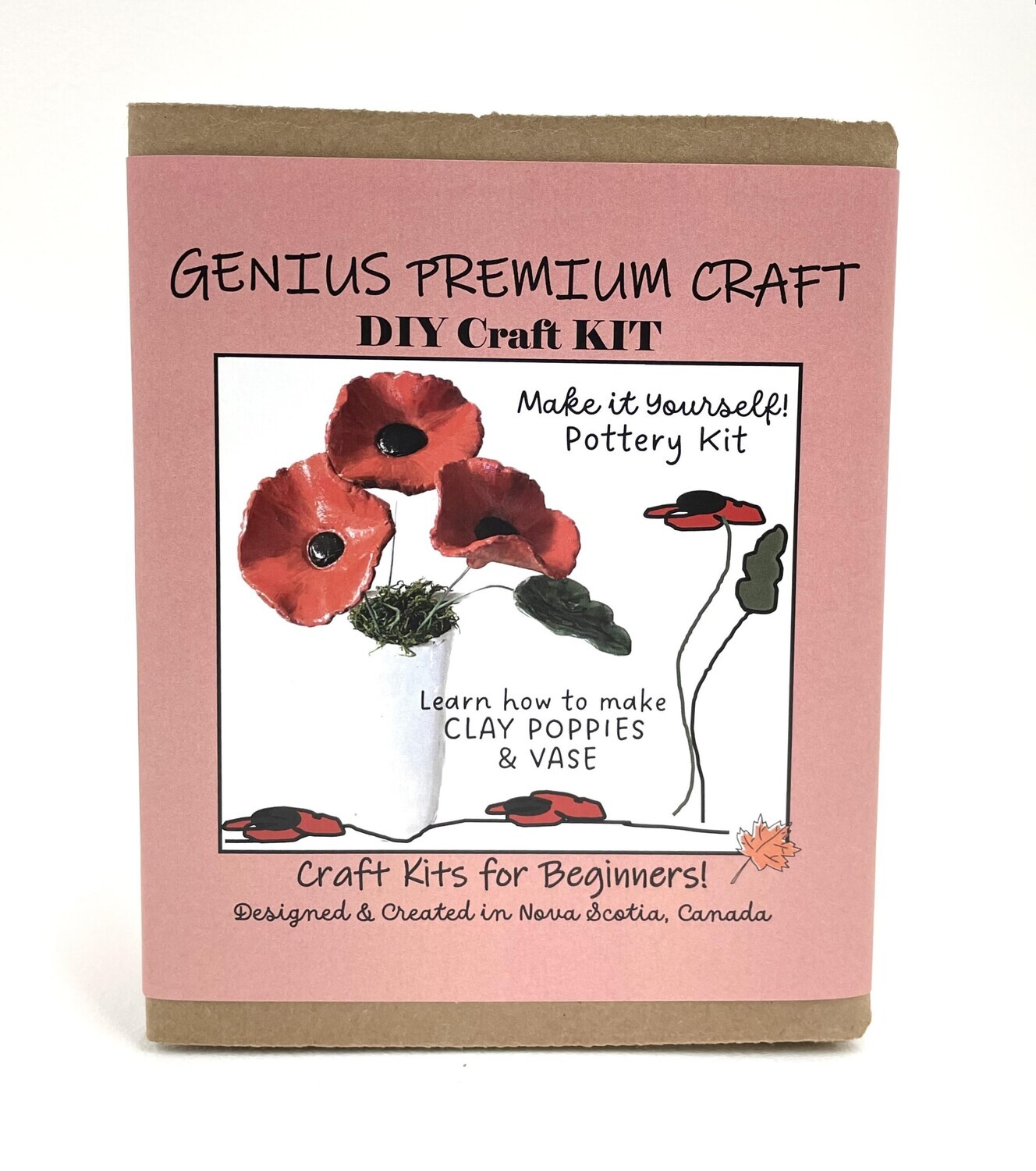 DIY Pottery Kit - Poppies and Vase - Genius Premium Craft