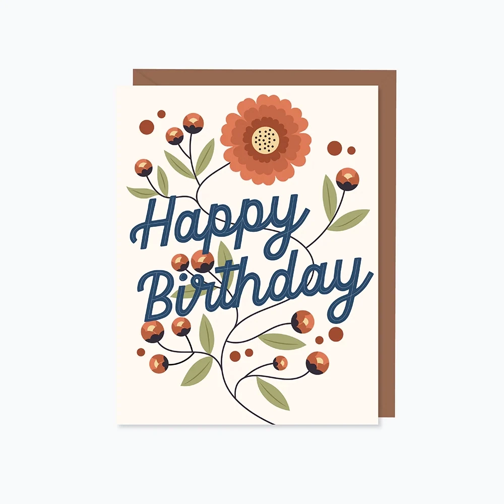 Happy Birthday Golden Vines Card- Paper Hearts