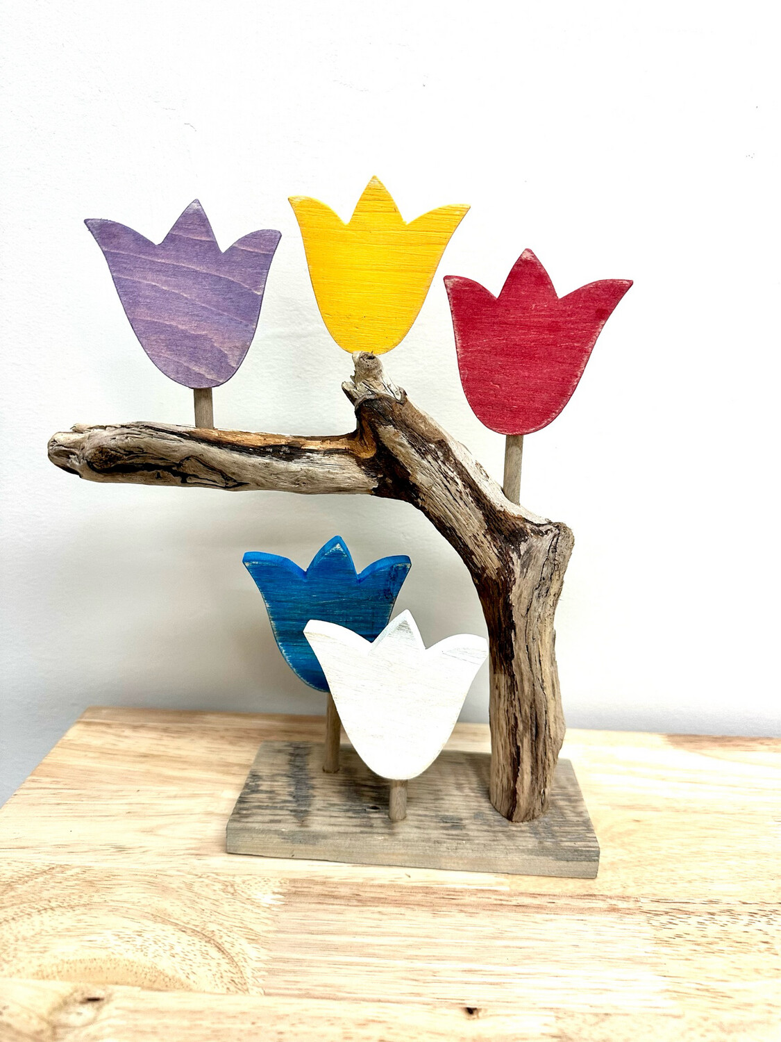 5 Tulips Tall on Driftwood - Jerry Walsh