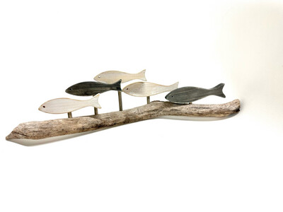 Black and White 5 Fish School- Jerry Walsh