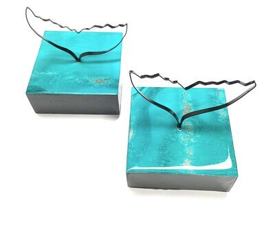 Wire Whale Tail on Sea Green Resin
