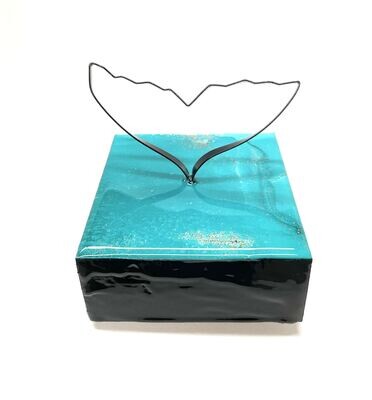 Wire Whale Tail on Sea Green Resin 