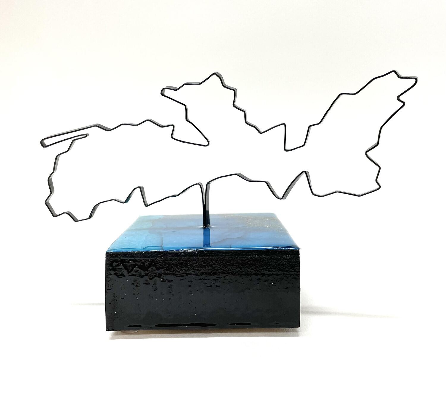 Wire Map of Nova Scotia on Blue Resin