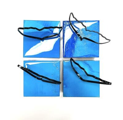 Wire Whale Tail on Blue Resin