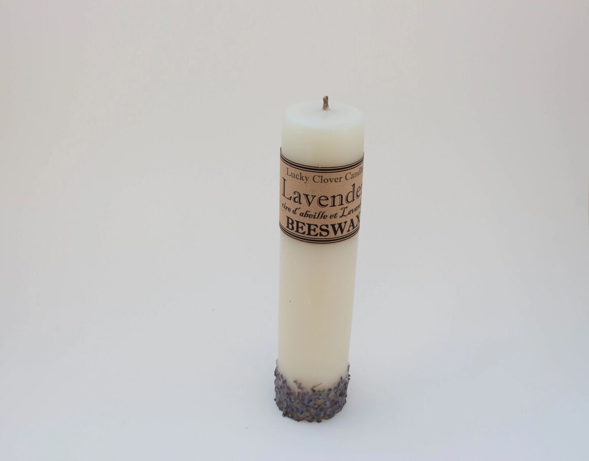 2x9 Lavender Beeswax Candle- Lucky Clover