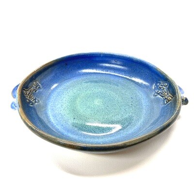 Aqua and Blue Fish Server with Handles- Gloria Dunbar