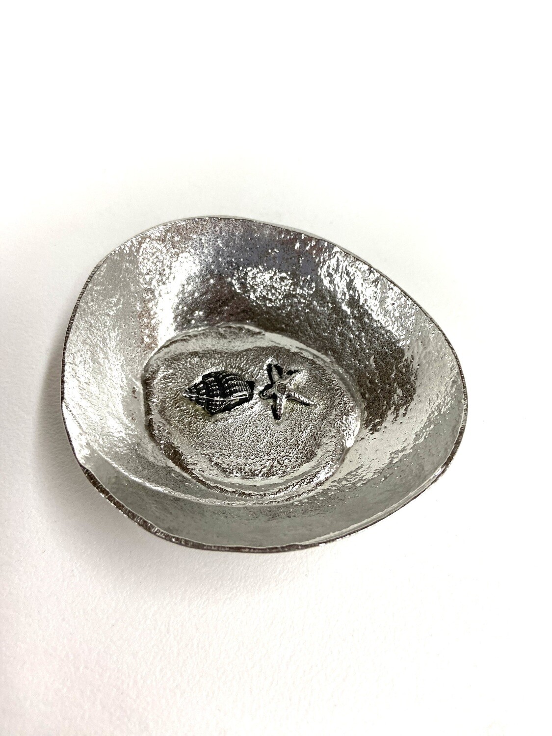 Small Pewter Three Sided Bowl with Sea Life