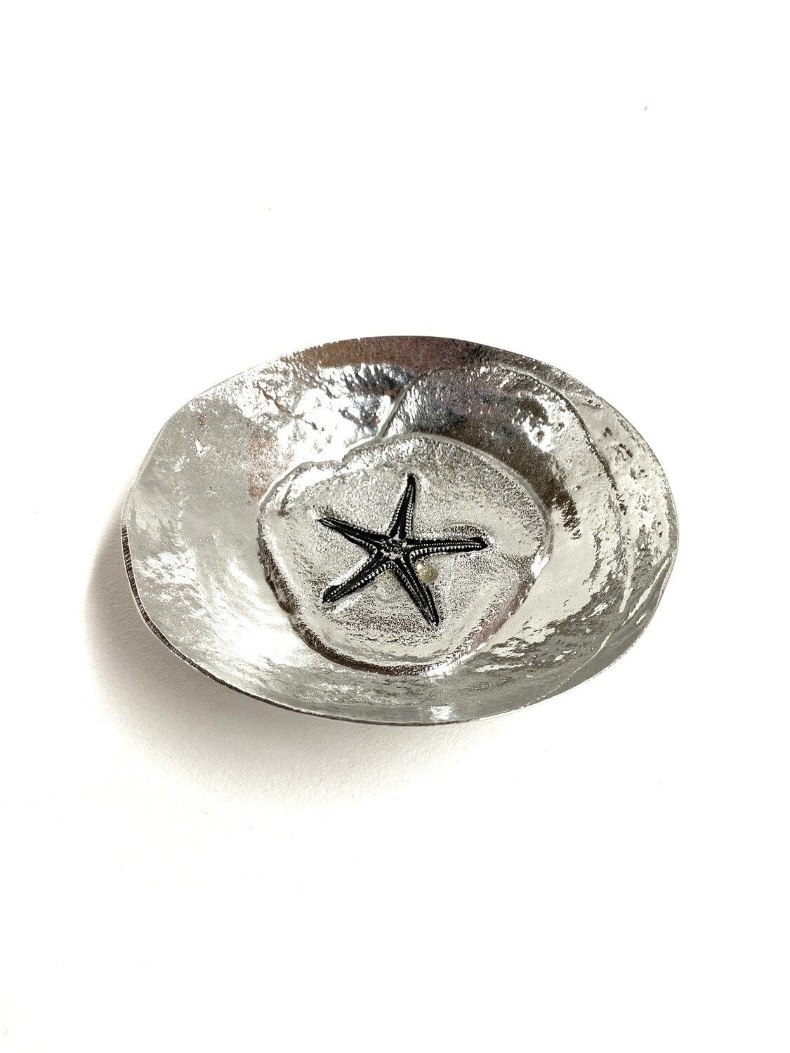 Large Pewter Oval Bowl with Sea Star