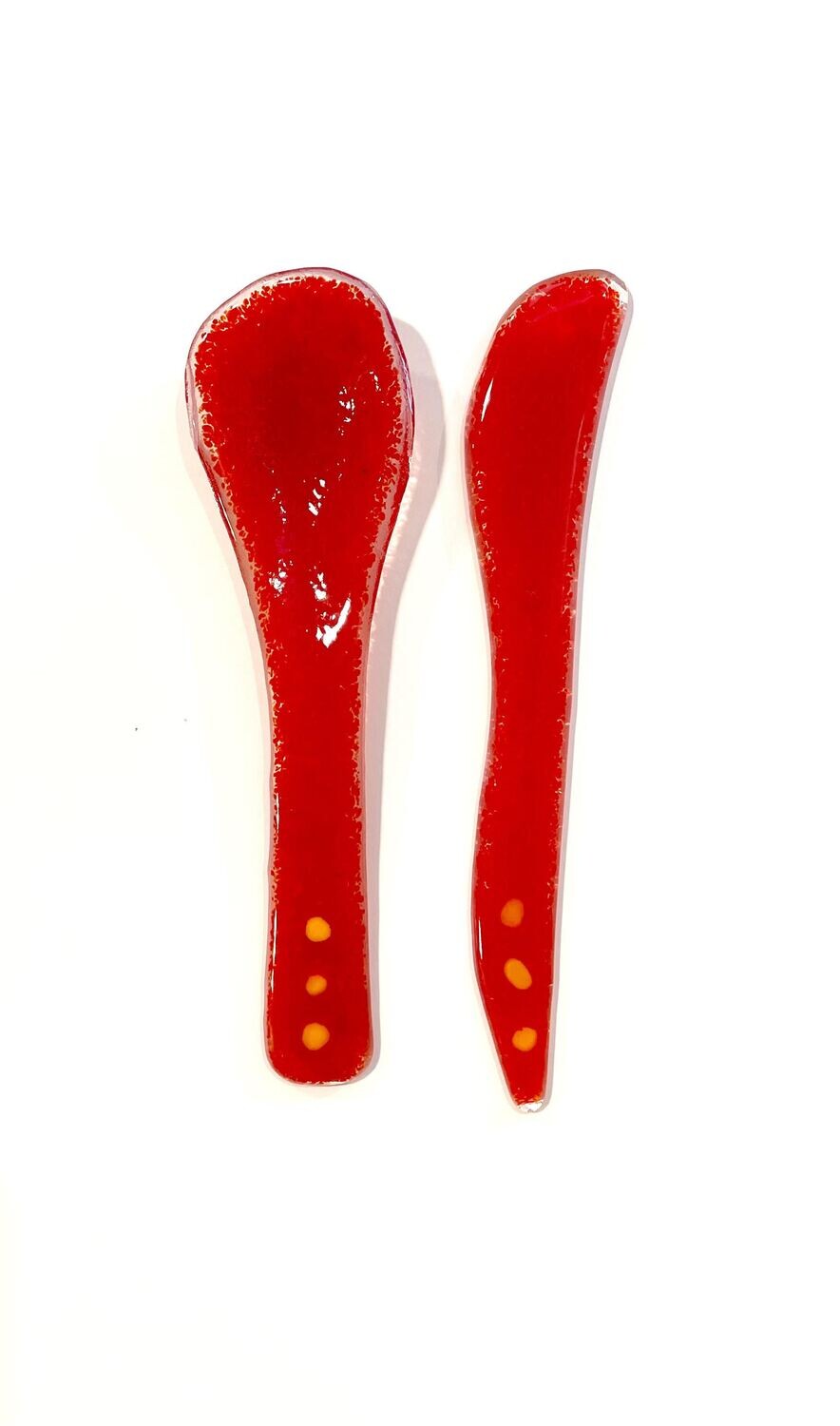 Red Glass Spoon and Knife Set- Kiln Art
