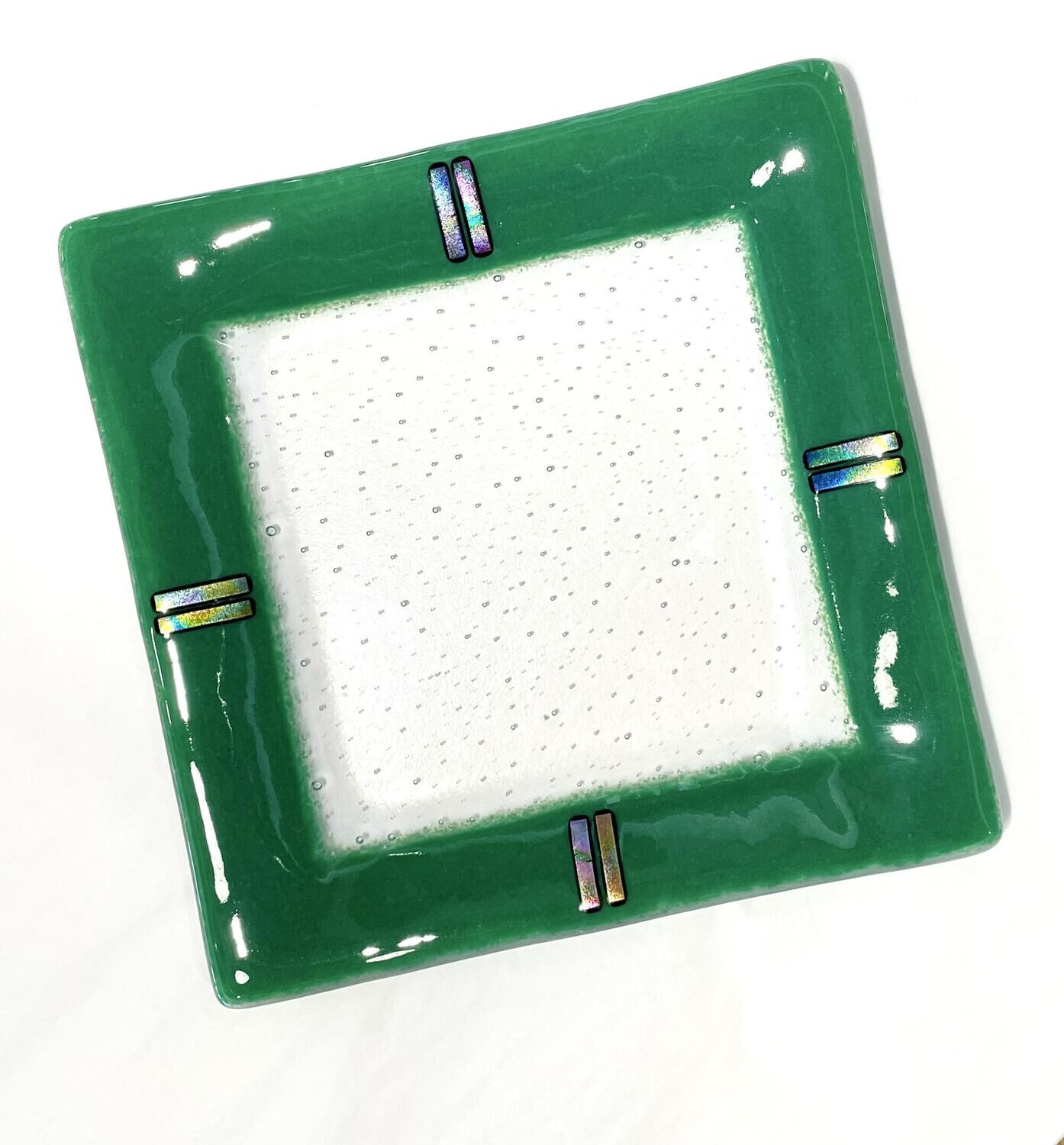 10x10 Green Semi Formal Plate- Kiln Art