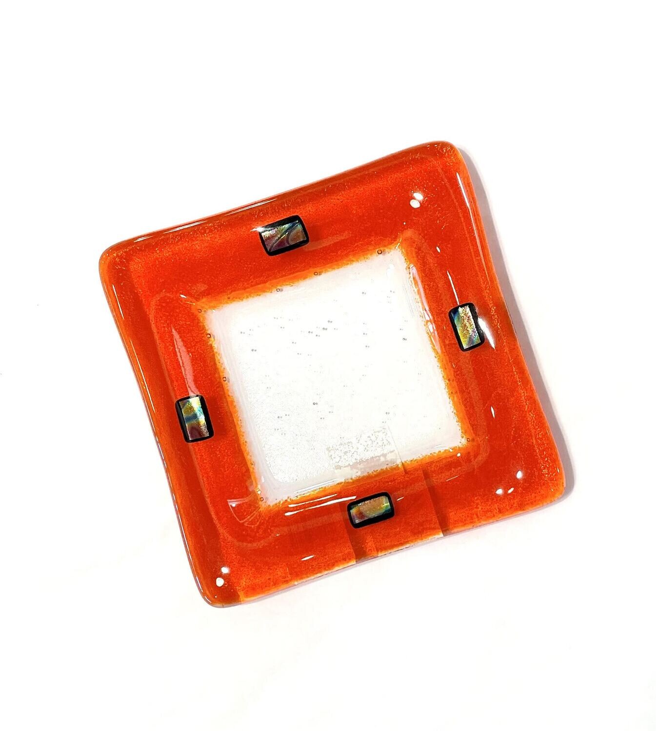 5x5 Orange Semi Formal Plate- Kiln Art