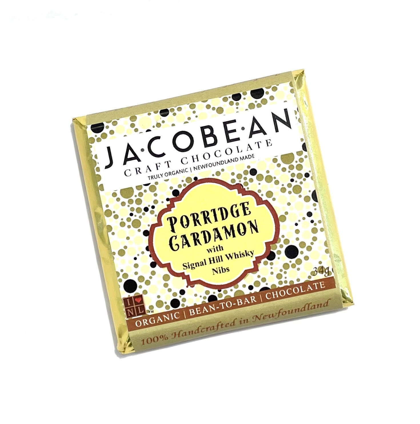 Porridge Cardamon  with Whiskey Nibs Chocolate Bar - Jacobean 