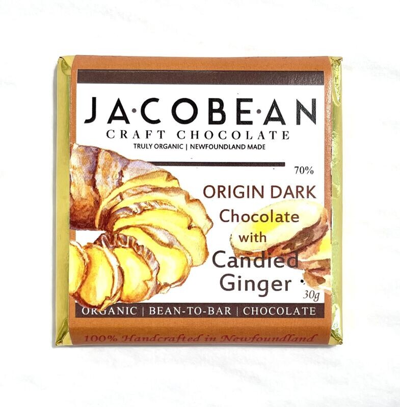 Dark Chocolate with Ginger Chocolate Bar- Jacobean Dark Chocolate with Ginger Chocolate Bar- Jacobean