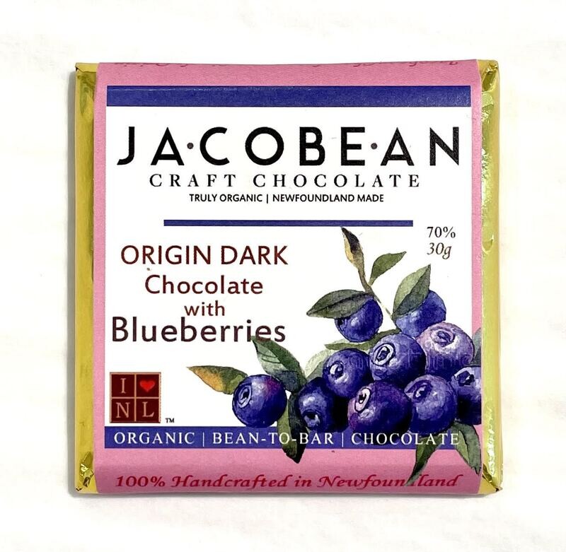 Dark Chocolate with Blueberries Chocolate Bar - Jacobean 