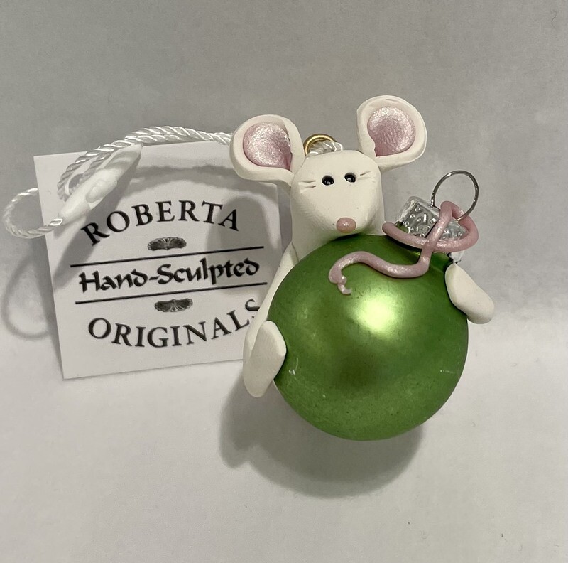 Clay Mouse with Green Ornament