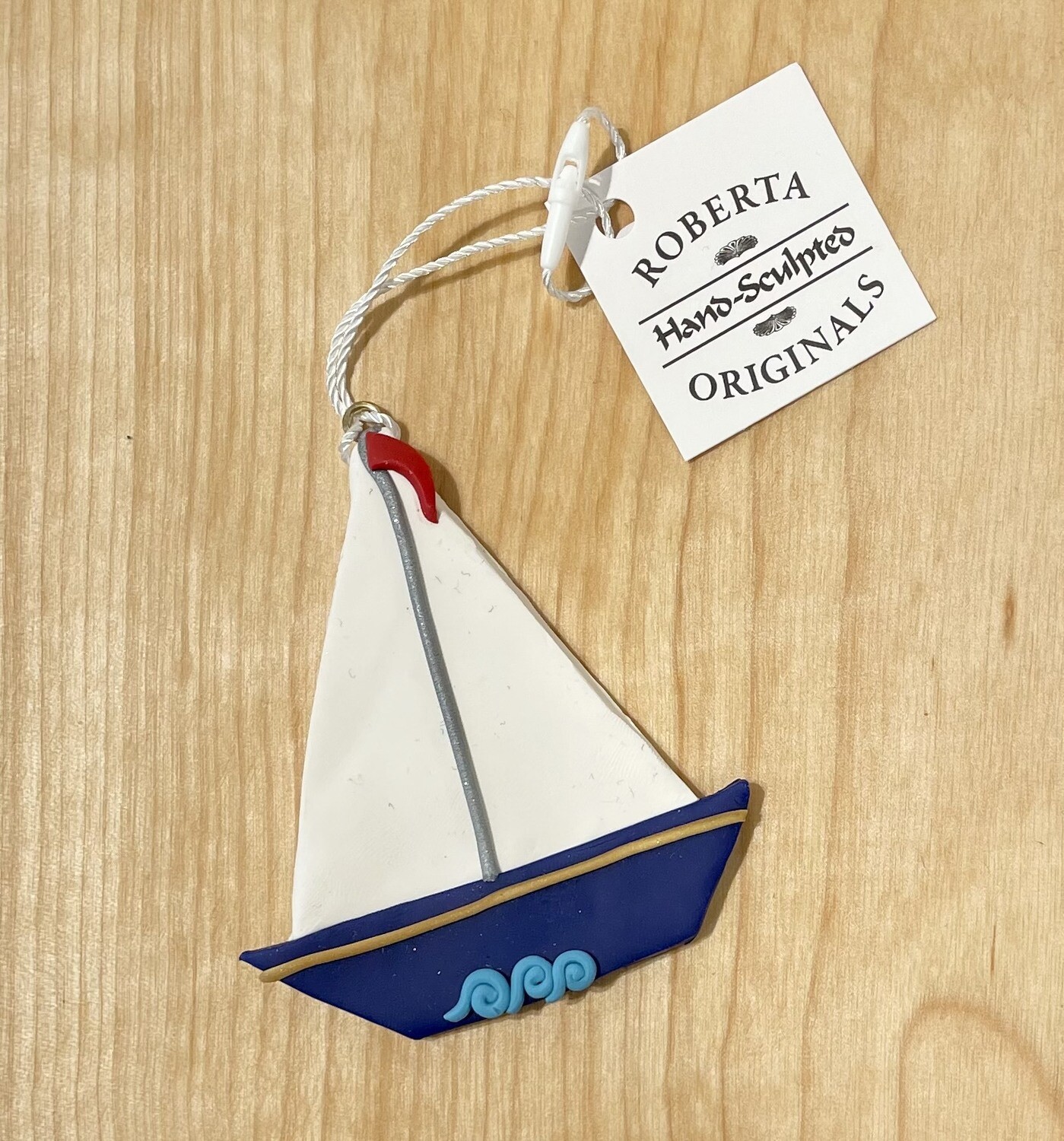 Clay Blue Sailboat Ornament