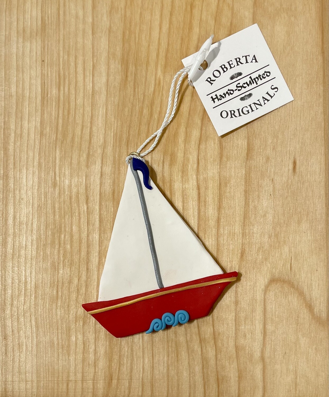 Clay Red Sailboat Ornament