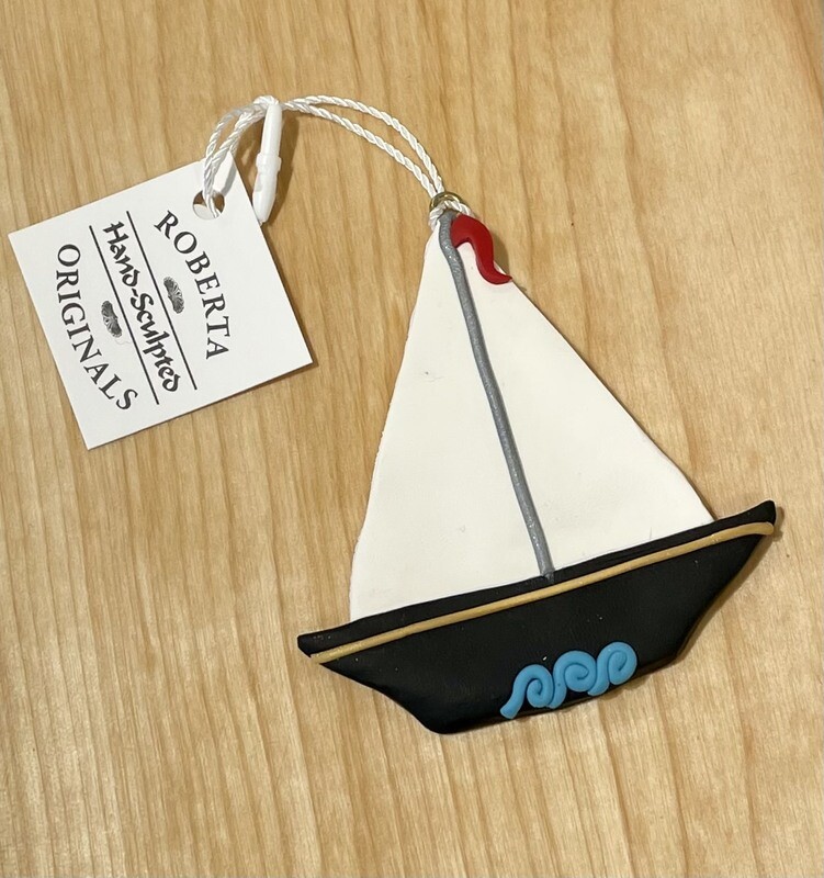 Clay Black Sailboat Ornament