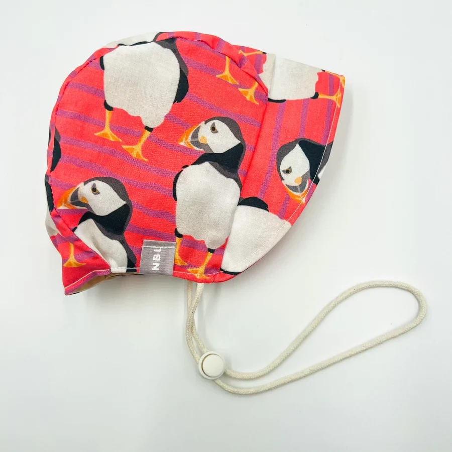 Small Coral Puffin Summer Bonnet