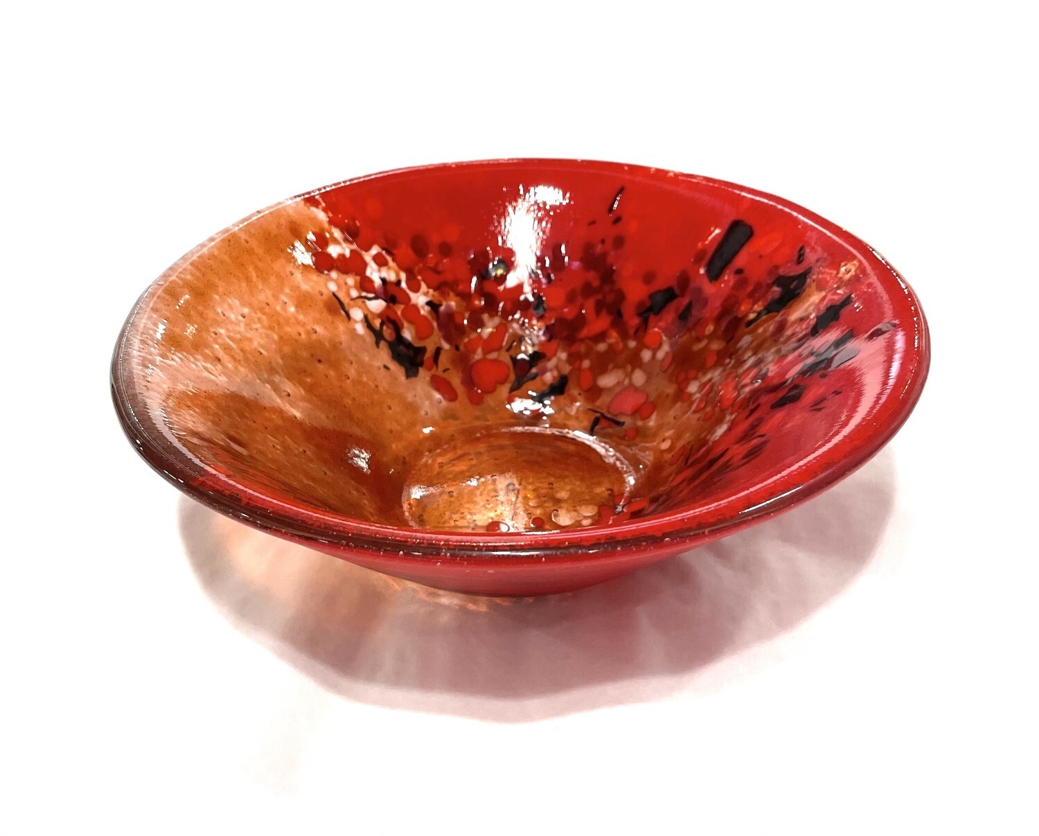 9&quot; Red Pebble Bowl- Kiln Art