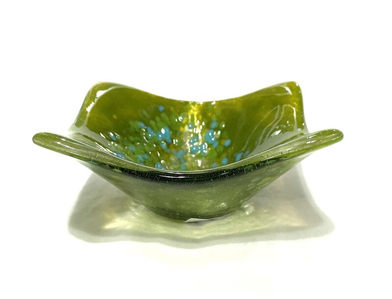 5" Green Pebble Hilary Bowl- Kiln Art