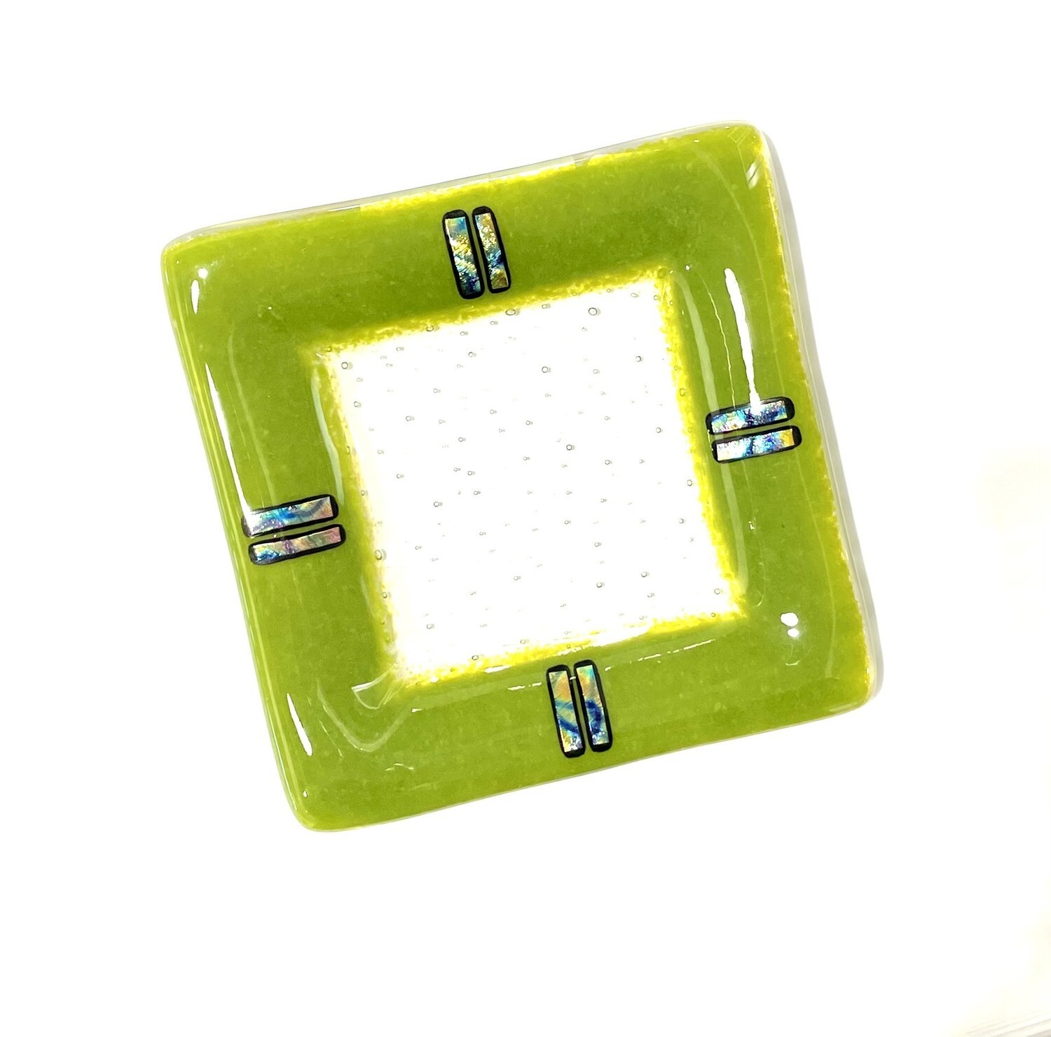 5x5 Spring Green Semi Formal Plate- Kiln Art