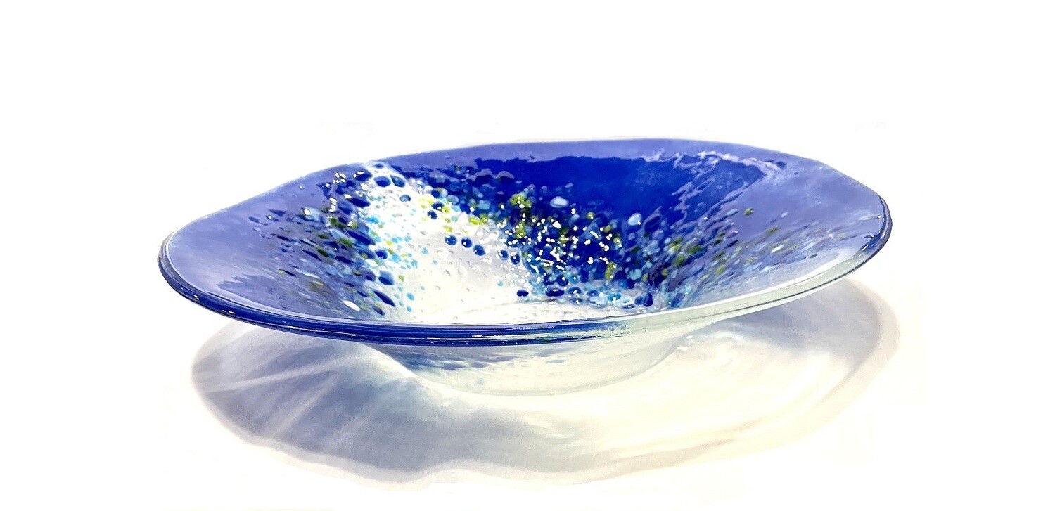 15&quot; Blue Pebble Bowl- Kiln Art