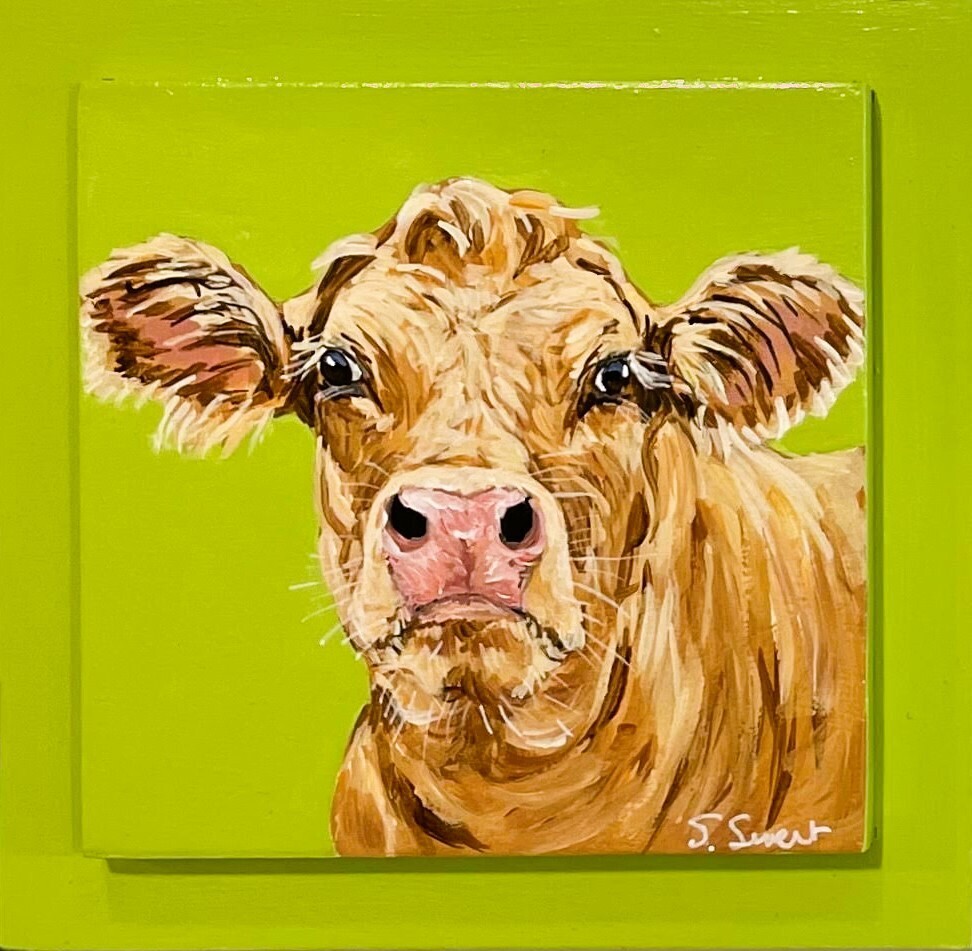 Elyria the Beef Cow on Light Bright Green