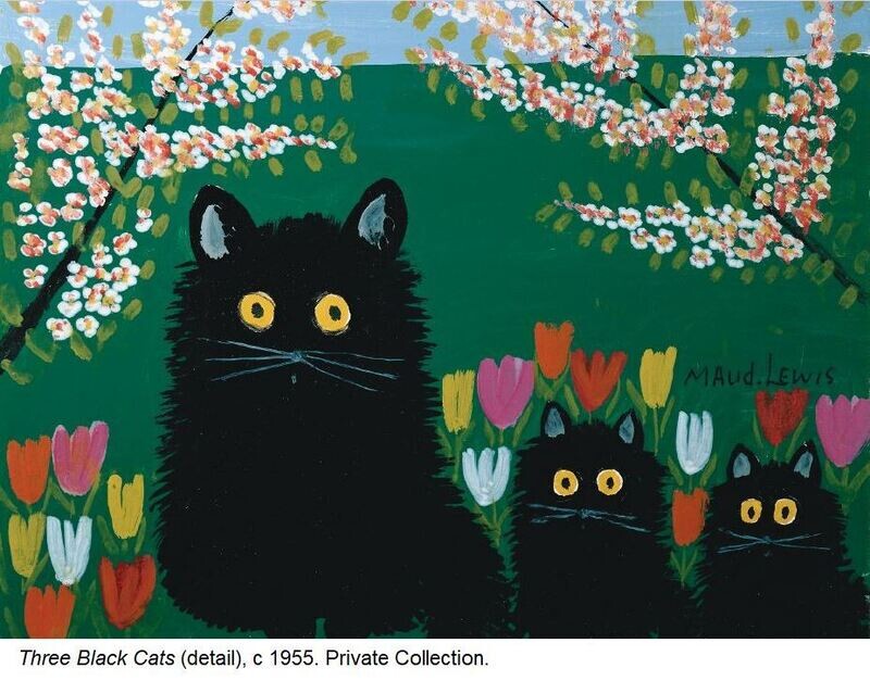 Three Black Cats Card- Maud Lewis