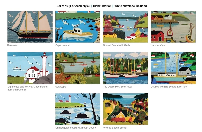Maud Lewis Greeting Cards - Nautical Collection Set of 10 