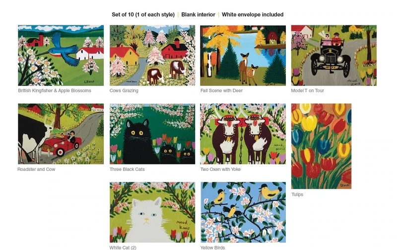 Maud Lewis Greeting Cards - Favourites Collection Set of 10 