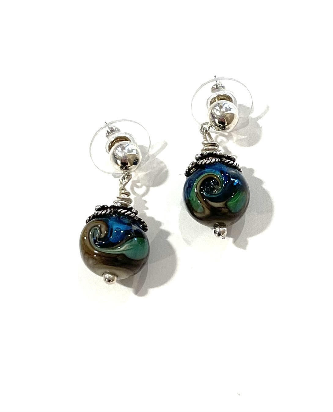 Warm Waters Round Earring Post- Point of View Glass